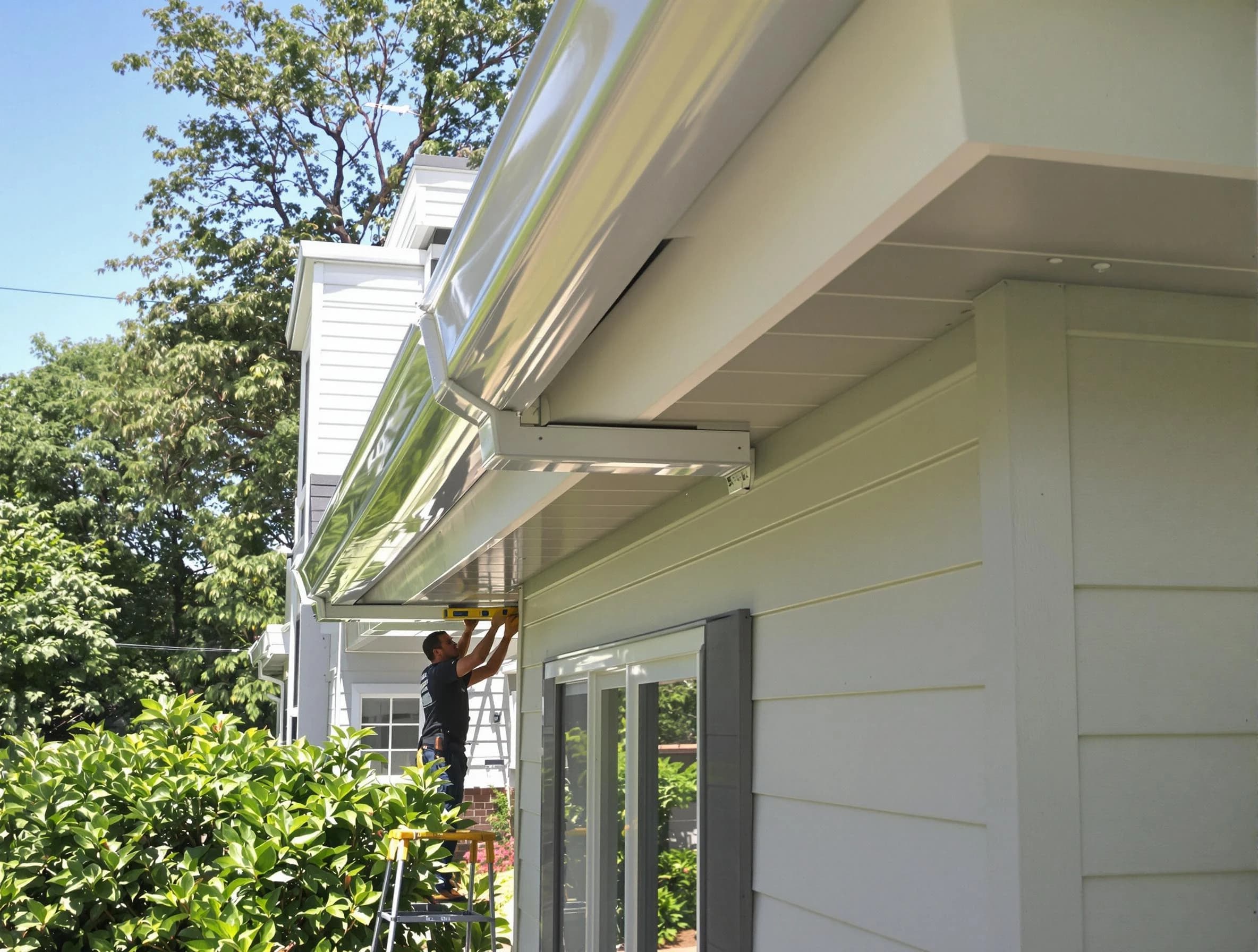 Properly aligned gutter system installed by Parma Heights Roofing Company in Parma Heights, OH