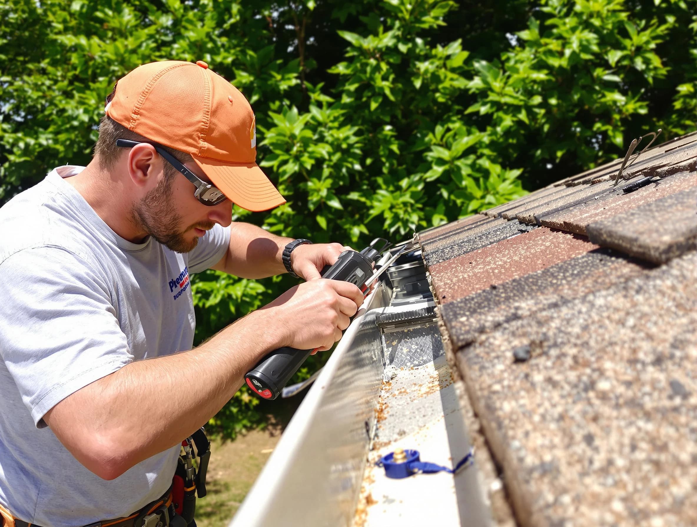 Parma Heights Roofing Company specialists conducting a gutter repair in Parma Heights, OH