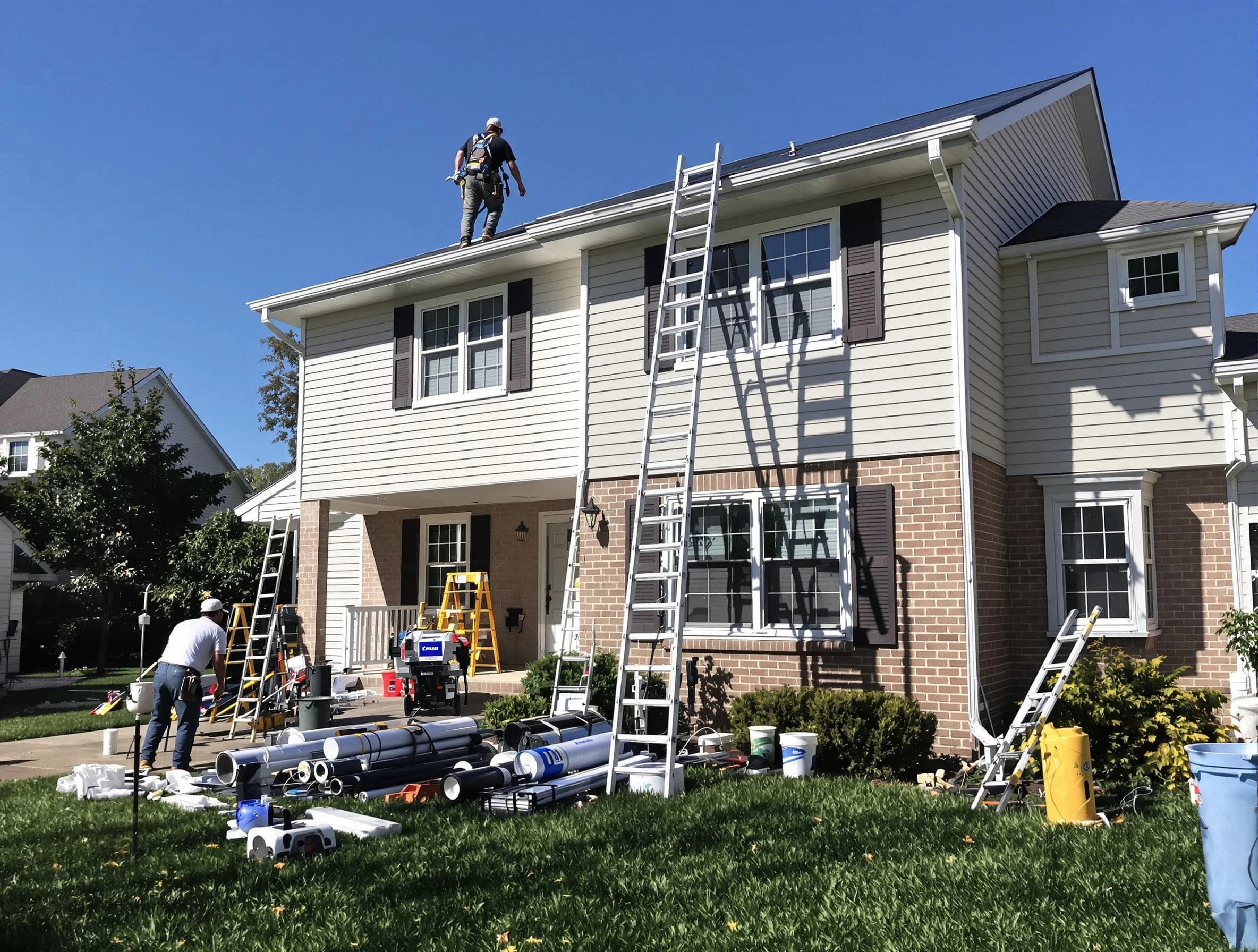 Parma Heights Roofing Company completing a gutter replacement in Parma Heights, OH