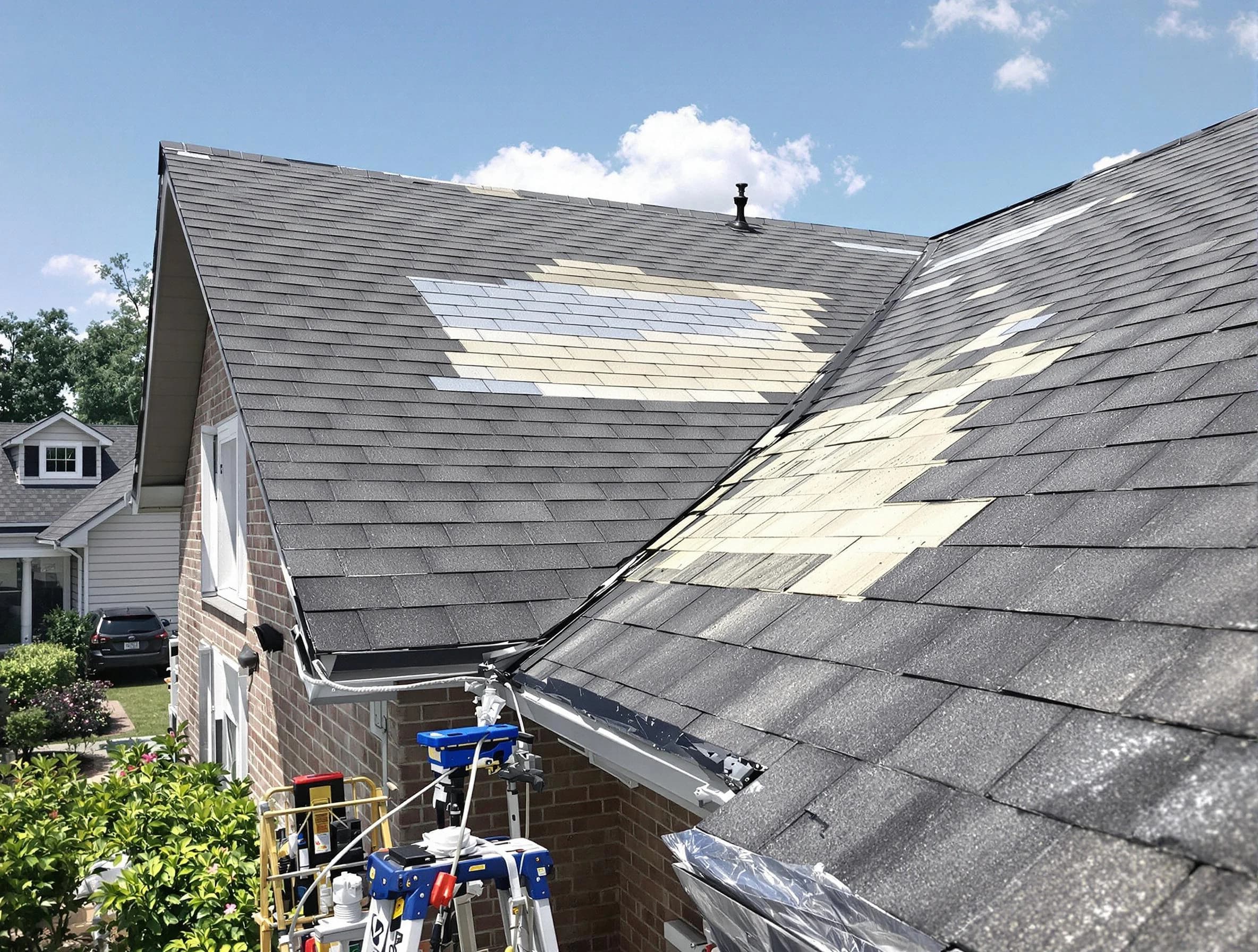 Close-up of roof repairs by Parma Heights Roofing Company in Parma Heights, OH