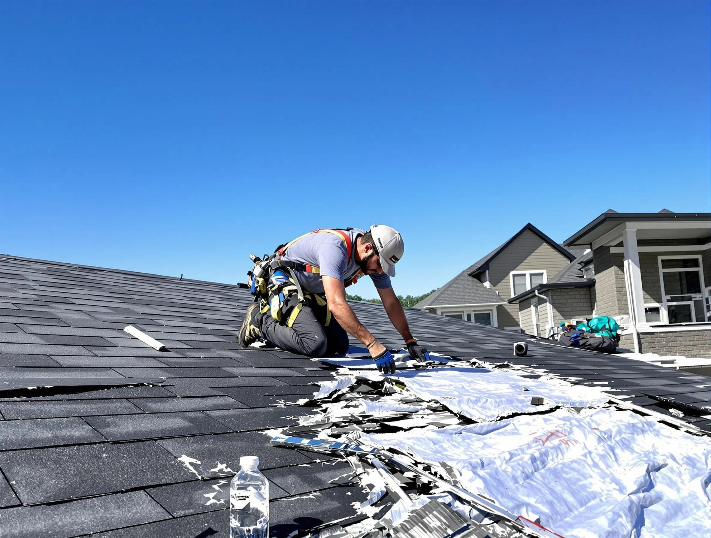 Parma Heights Roofing Company repairing a roof section in Parma Heights, OH